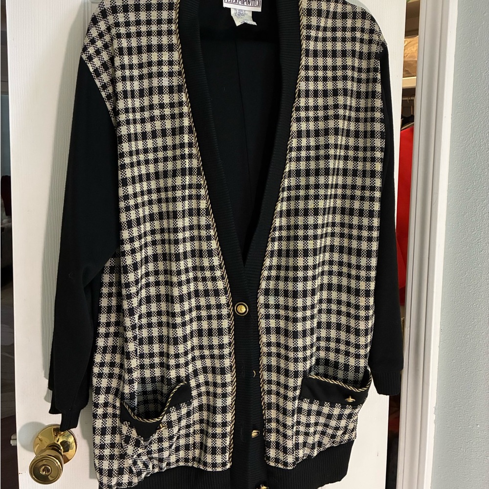 Black and White Checkered Cardigan